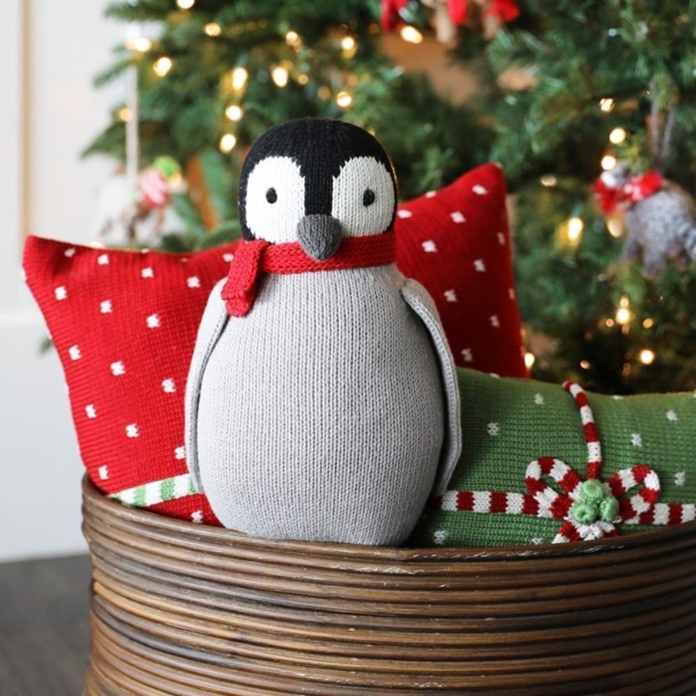 Melange Squishy Hand-Knit Penguin With Scarf Stuffed Animal Cute Toy. NEW.